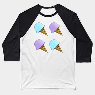 2 Flavor Ice Cream Pattern - Pastel Blue and Purple Baseball T-Shirt